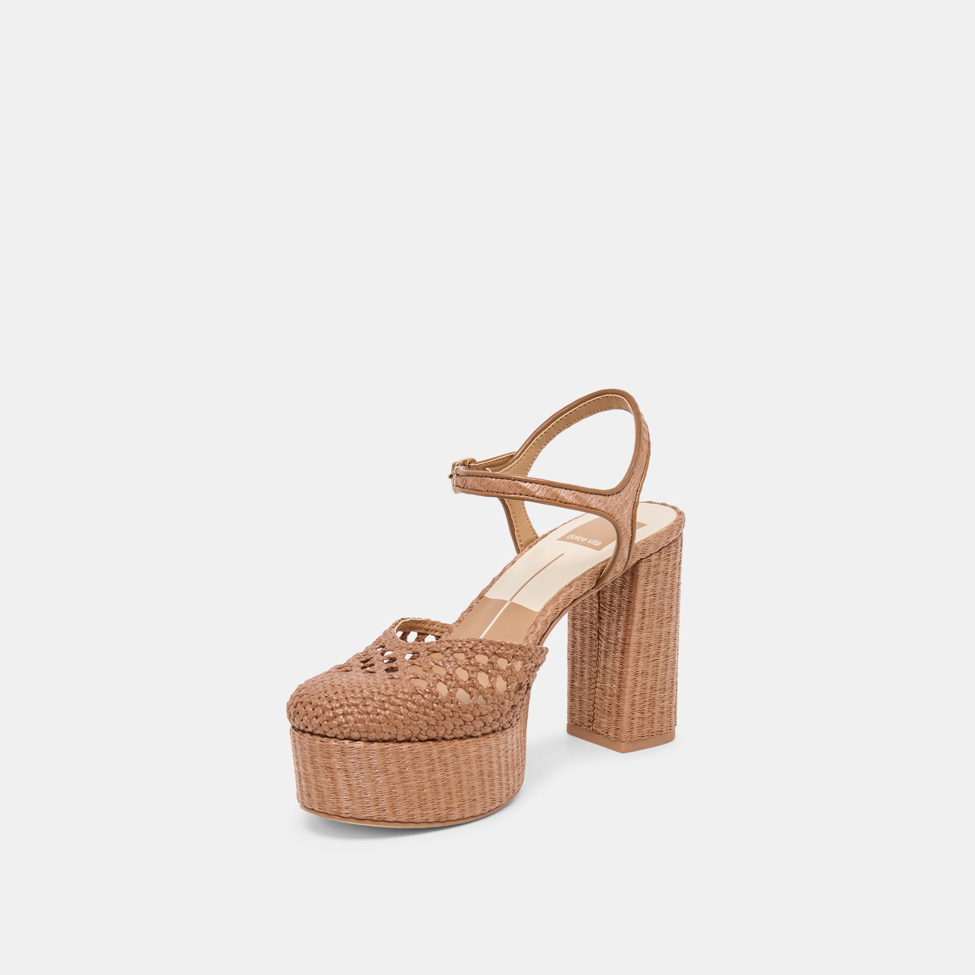 GERO HEELS MID BROWN WOVEN RAFFIA - view 6