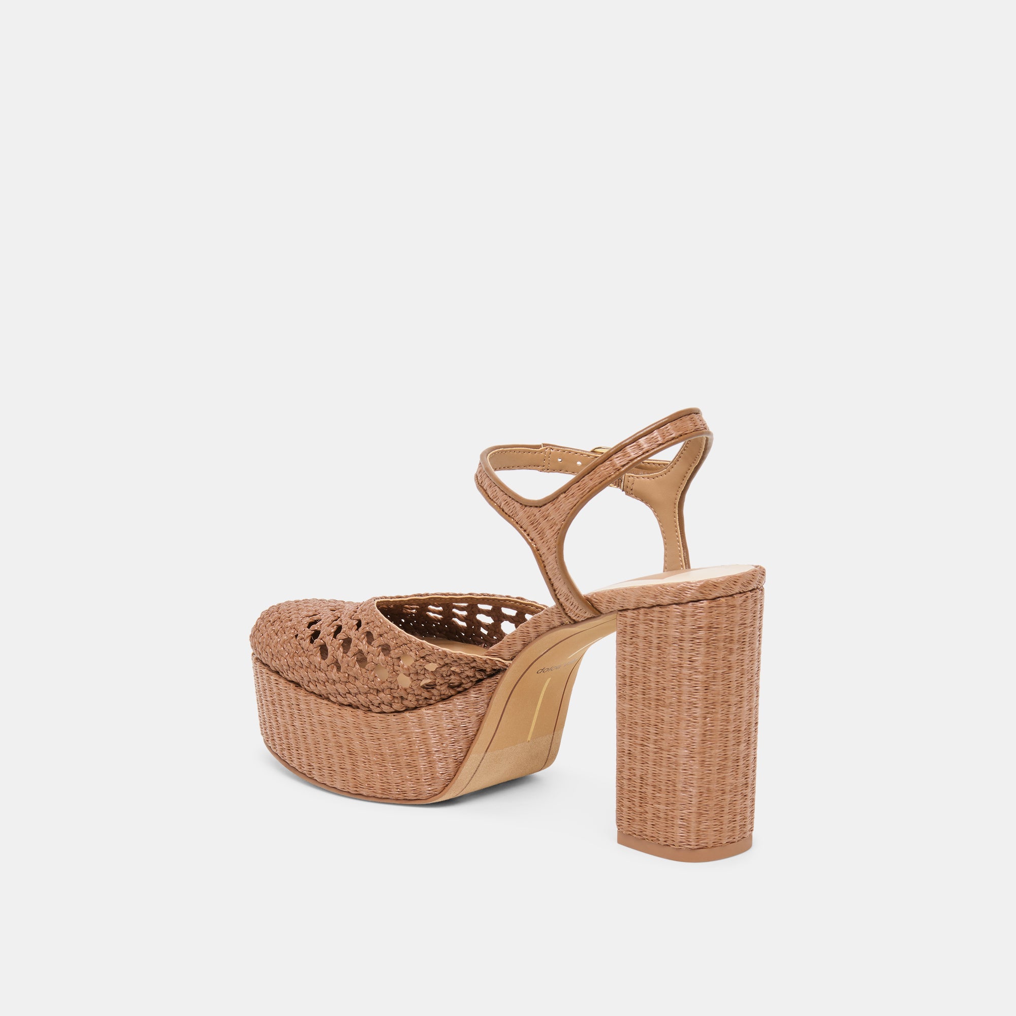 GERO HEELS MID BROWN WOVEN RAFFIA - view 7