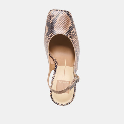 GESSIA HEELS BARK EMBOSSED LEATHER