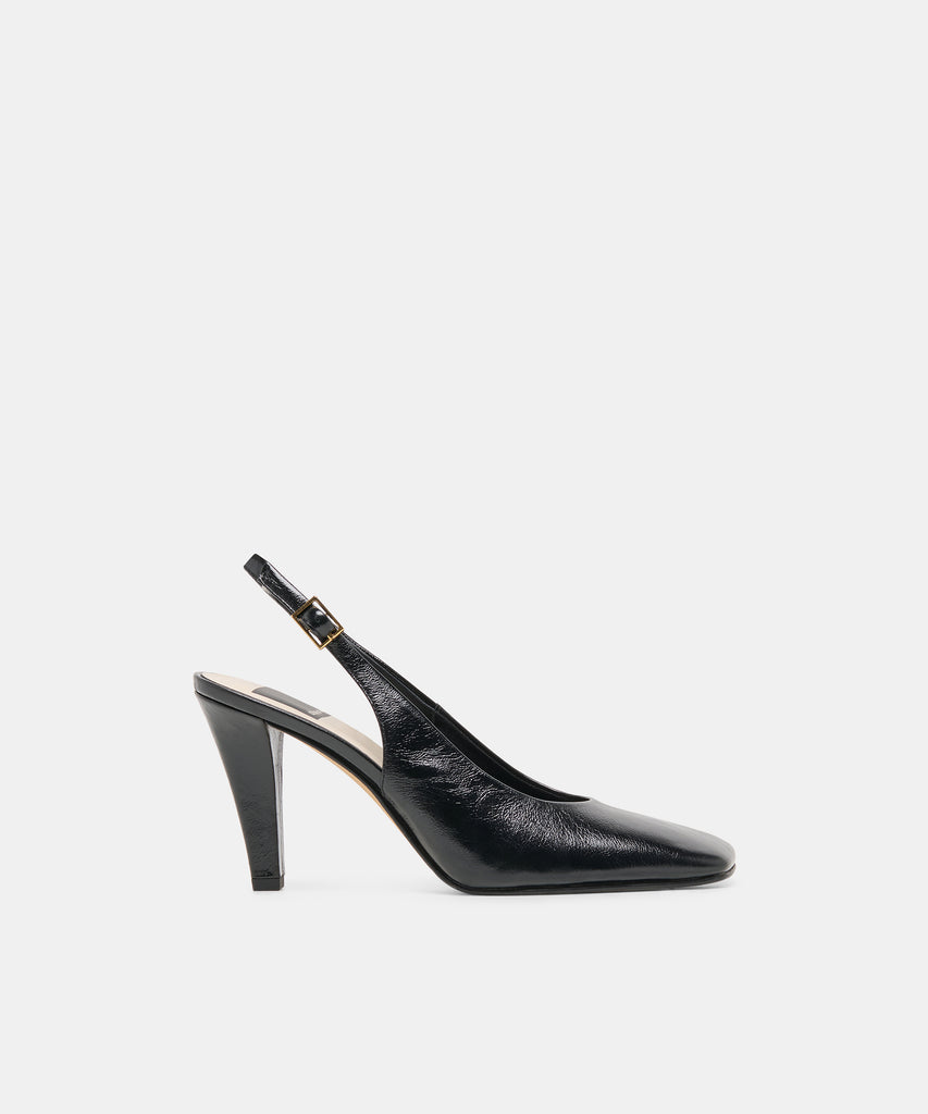 GESSIA Midnight Leather Closed-Toe Slingback Heels | Dolce Vita