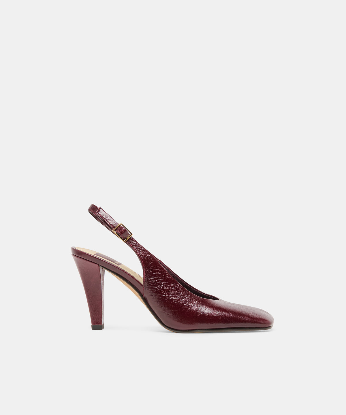 GESSIA Oxblood Crinkle Patent Closed-Toe Slingback Heels | Dolce Vita
