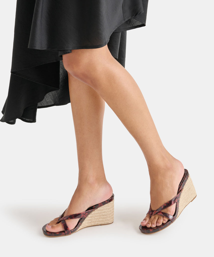 HELAN ESPADRILLE WEDGES TORTOISE PATENT LEATHER