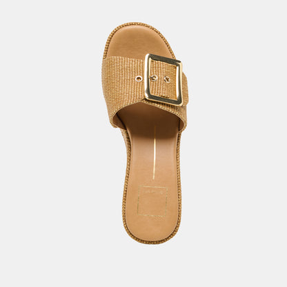 JILIAN WIDE WEDGES MOCHA RAFFIA
