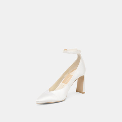KARSIN SATIN HEELS TRUE WHITE SATIN