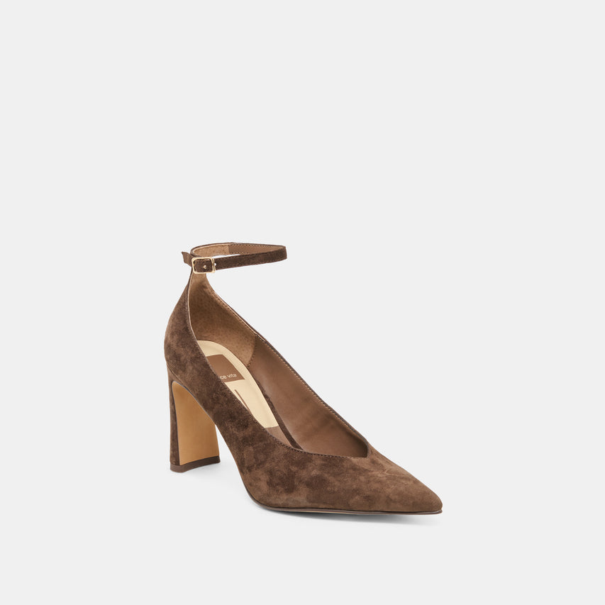 KARSIN HEELS DK BROWN SUEDE