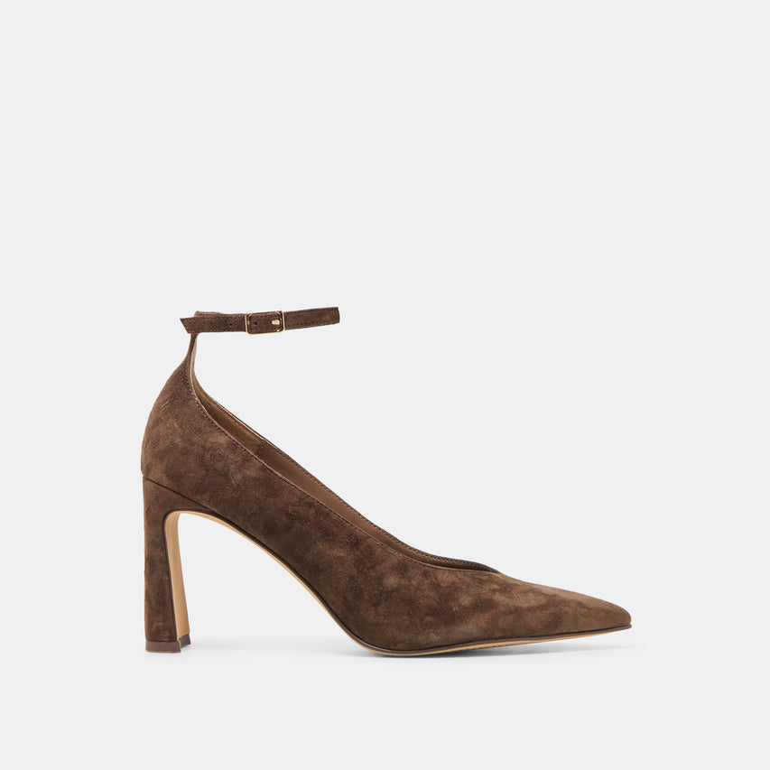 KARSIN HEELS DK BROWN SUEDE