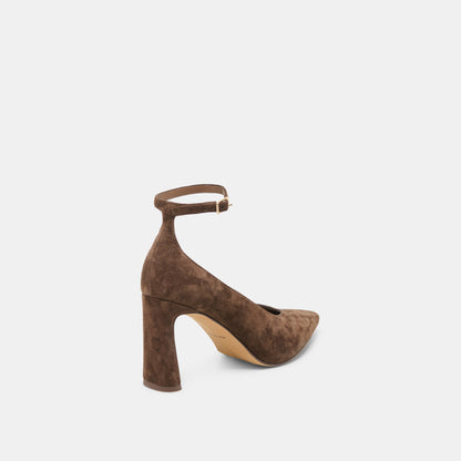 KARSIN HEELS DK BROWN SUEDE