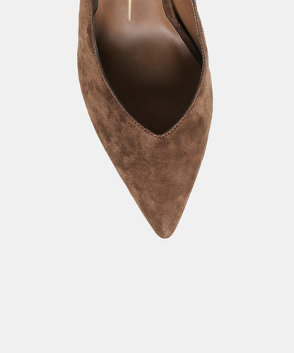 KARSIN HEELS DK BROWN SUEDE