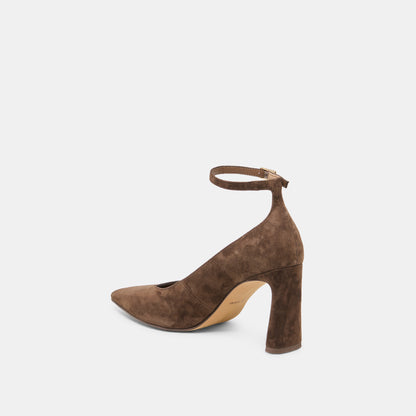 KARSIN HEELS DK BROWN SUEDE
