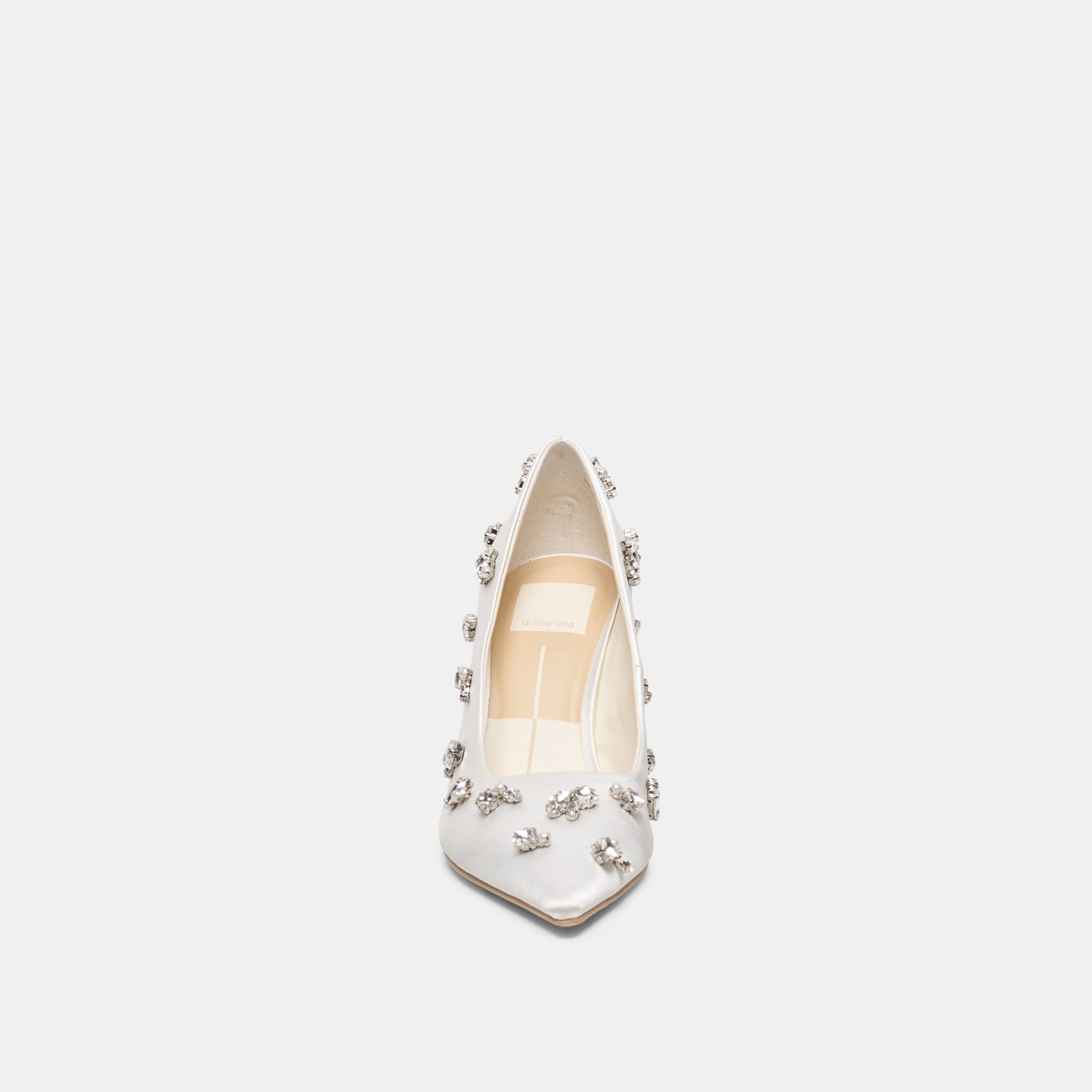 KAYNA RHINESTONE HEELS WHITE SATIN - view 6