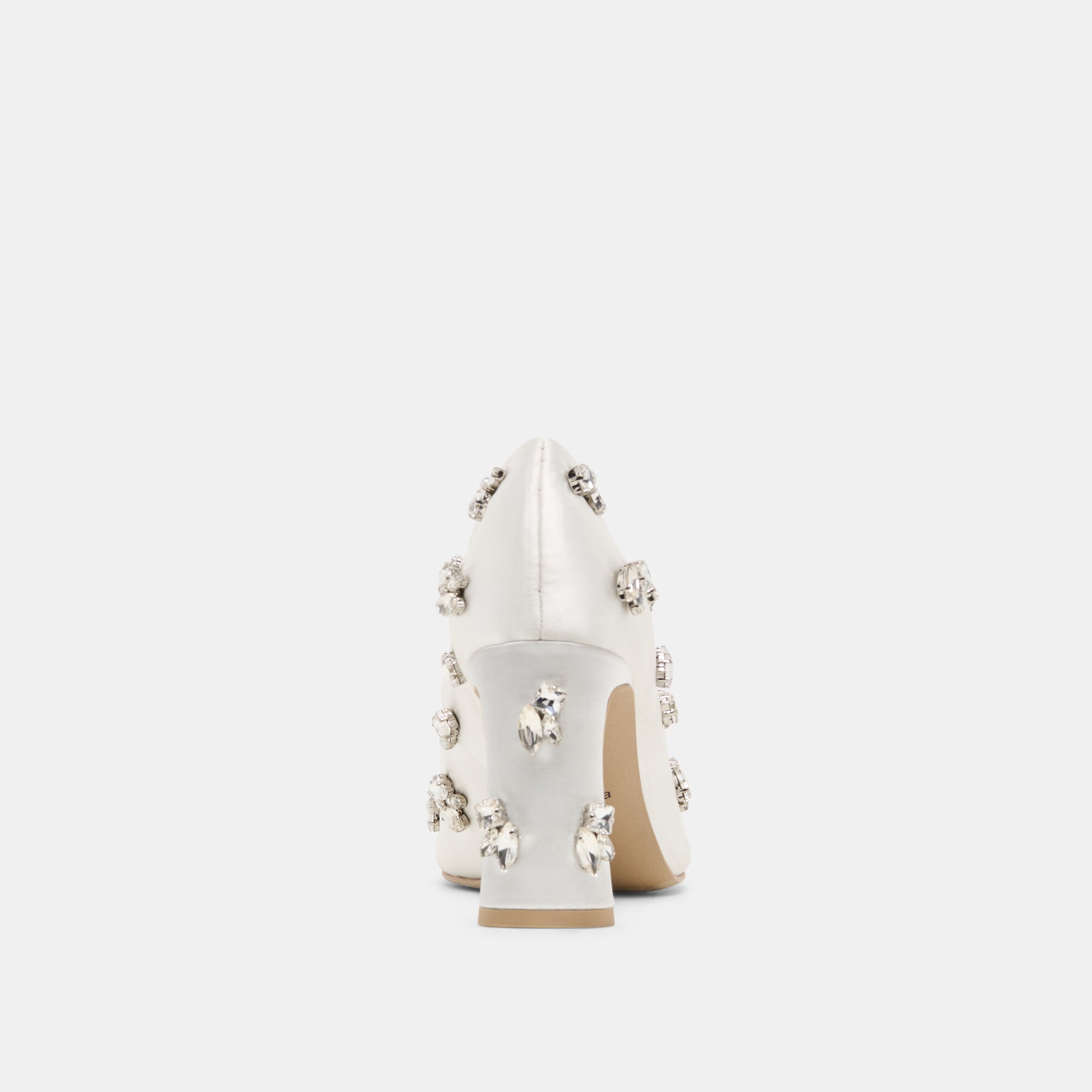 KAYNA RHINESTONE HEELS WHITE SATIN - view 7