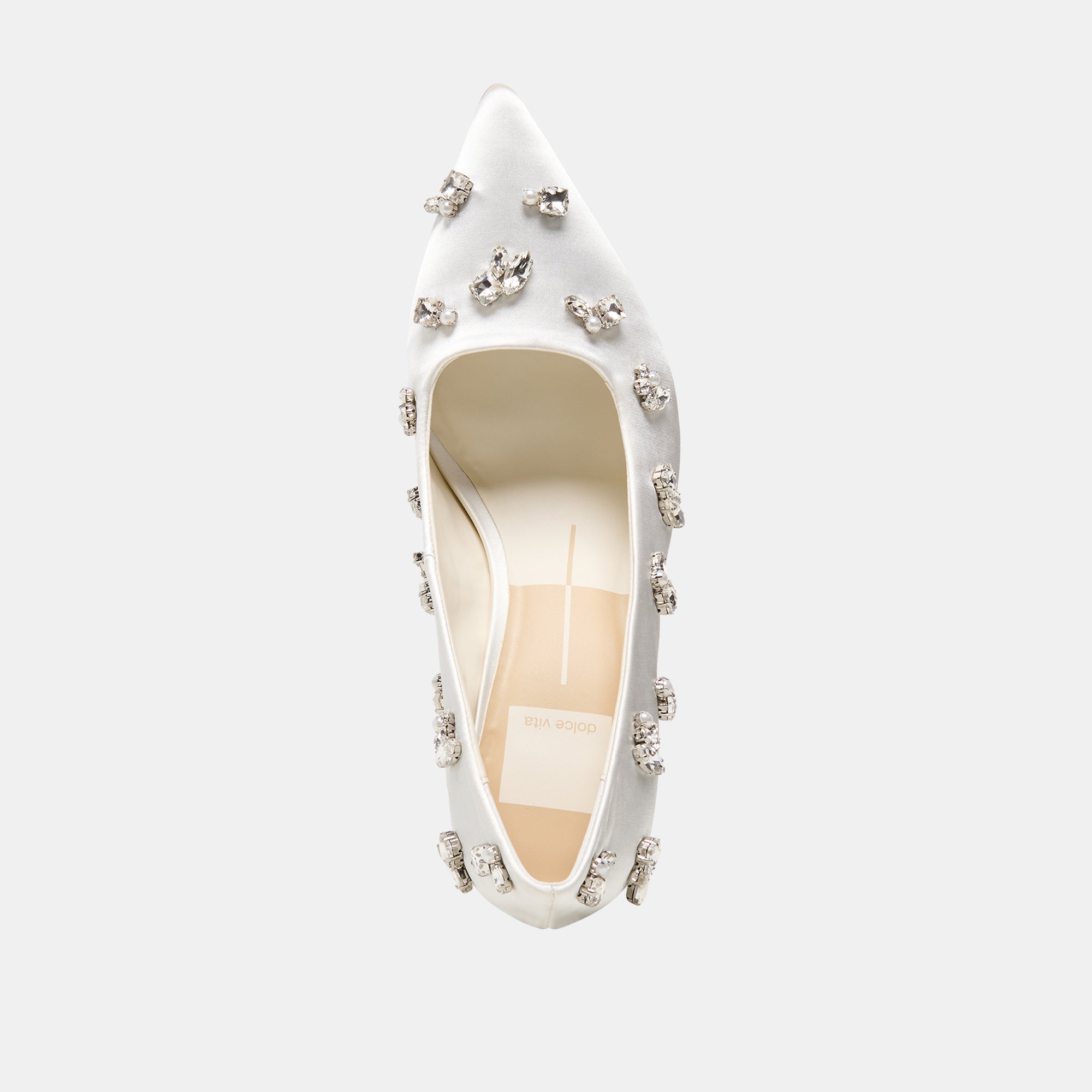 KAYNA RHINESTONE HEELS WHITE SATIN - view 8