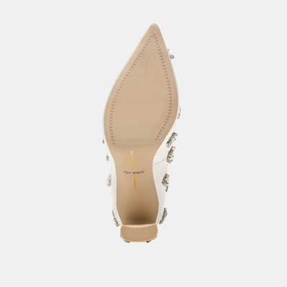 KAYNA RHINESTONE HEELS WHITE SATIN