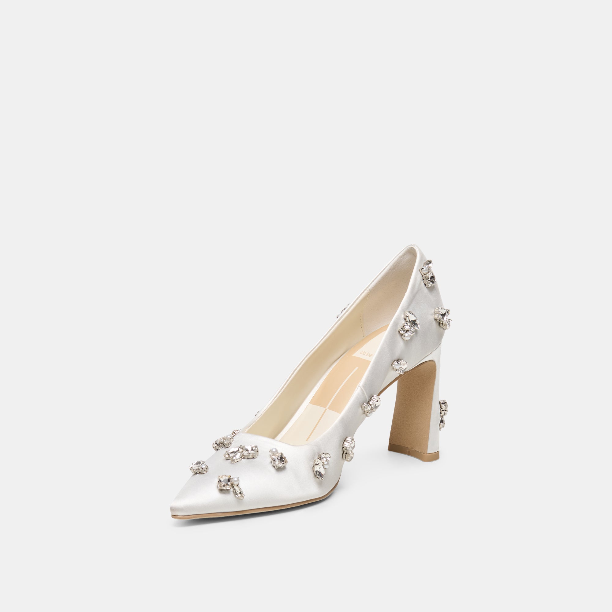 KAYNA RHINESTONE HEELS WHITE SATIN - view 4