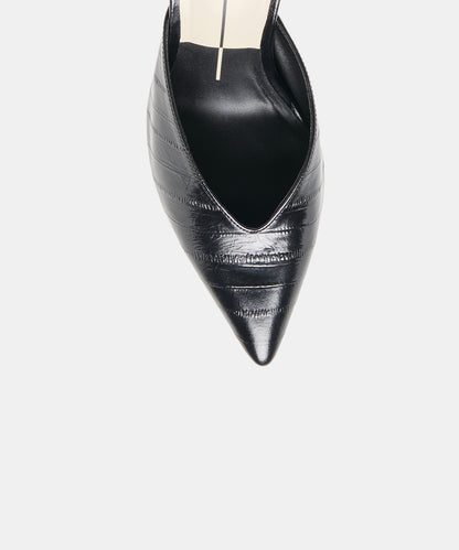 KENTIN HEELS NOIR EMBOSSED LEATHER