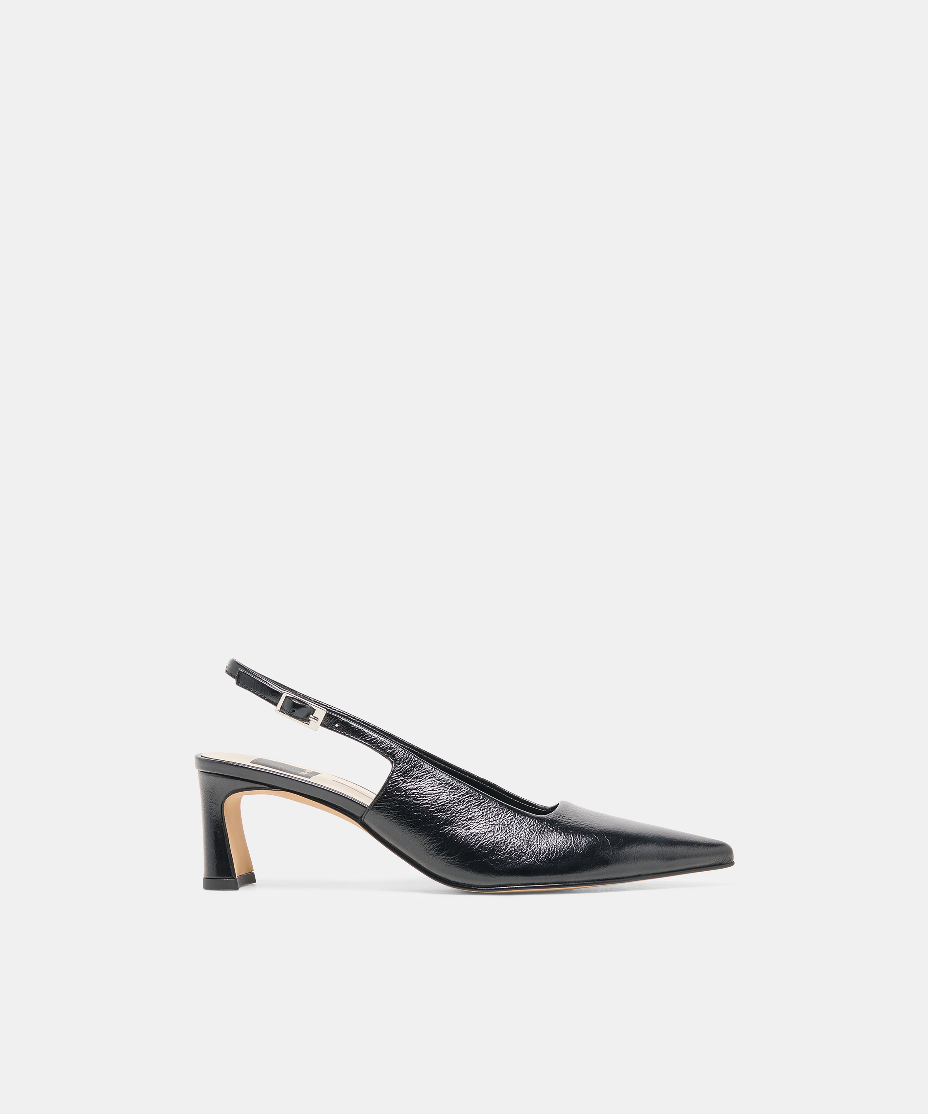 KOKO Black Leather Slingback Closed-Toe Mid Heels | Dolce Vita