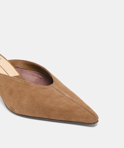 LAVINA MULES COCOA SUEDE