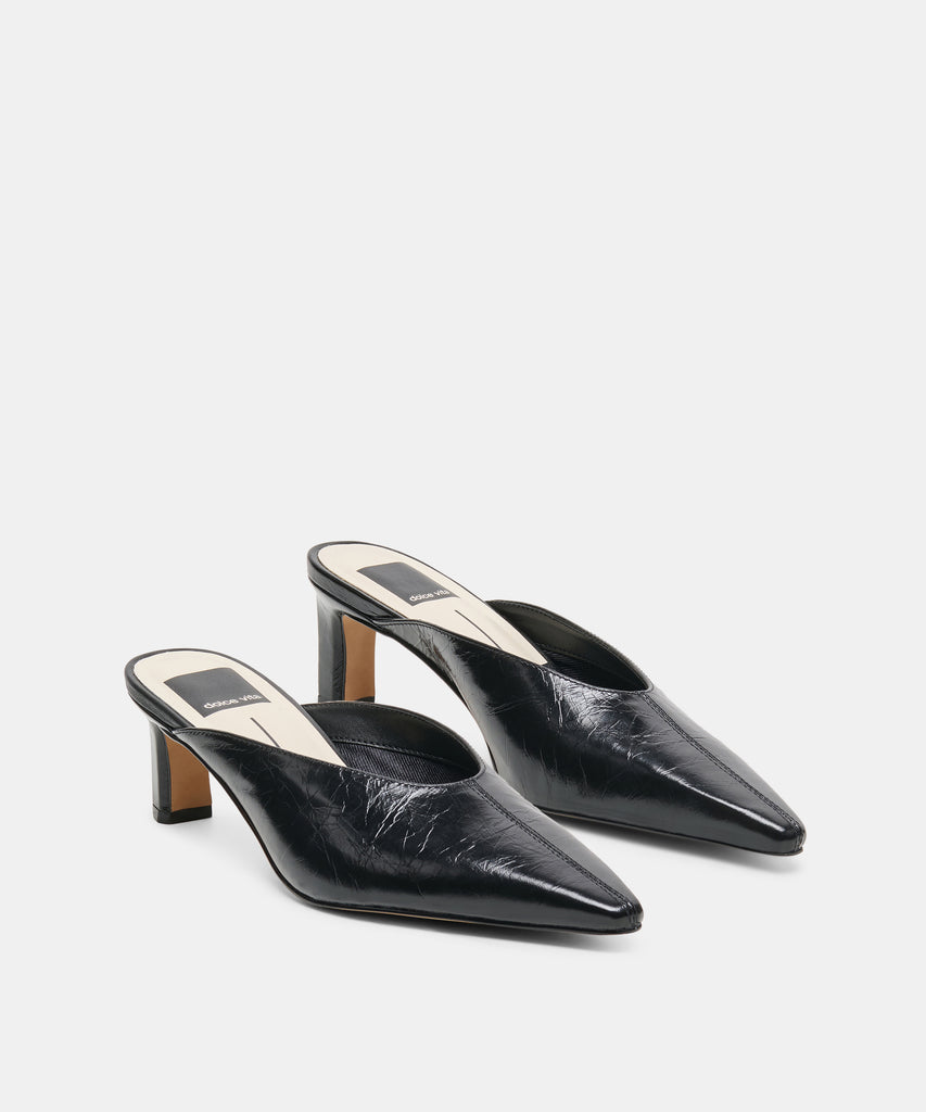LAVINA MULES MIDNIGHT CRINKLE PATENT