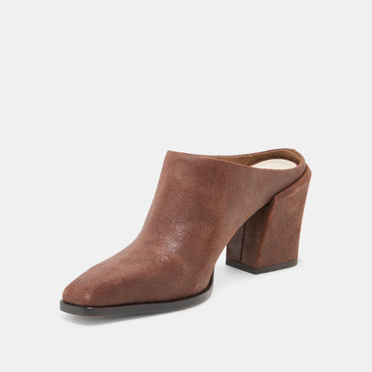 LINDI MULES COFFEE SUEDE