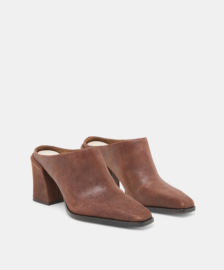 LINDI MULES COFFEE SUEDE