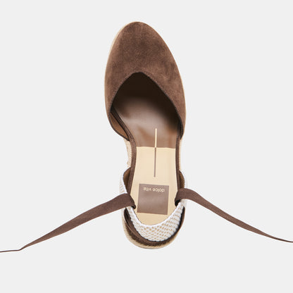 NOURA WEDGES DK BROWN SUEDE