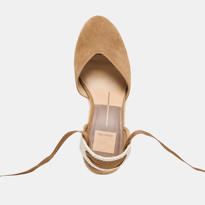 NOURA WEDGES LT BROWN SUEDE