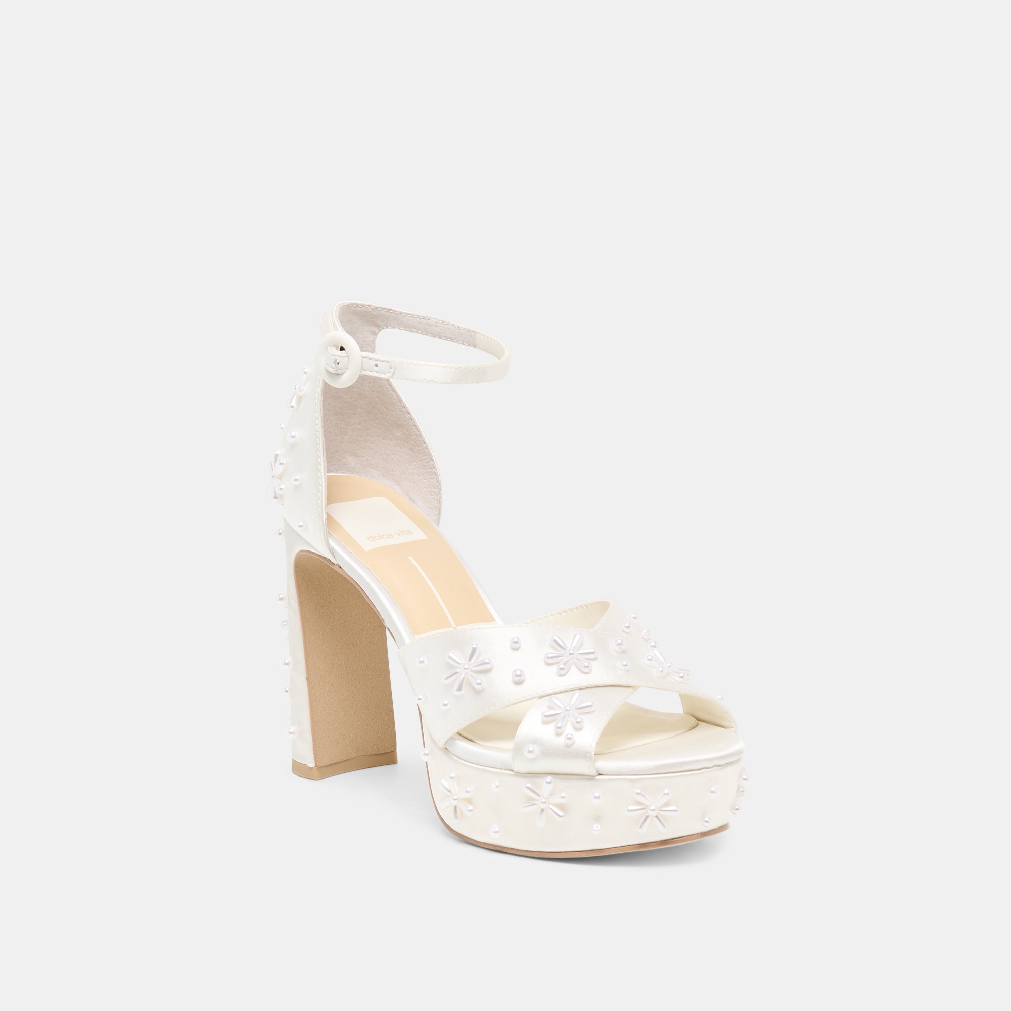 POPPY PEARL HEELS WHITE SATIN - view 2