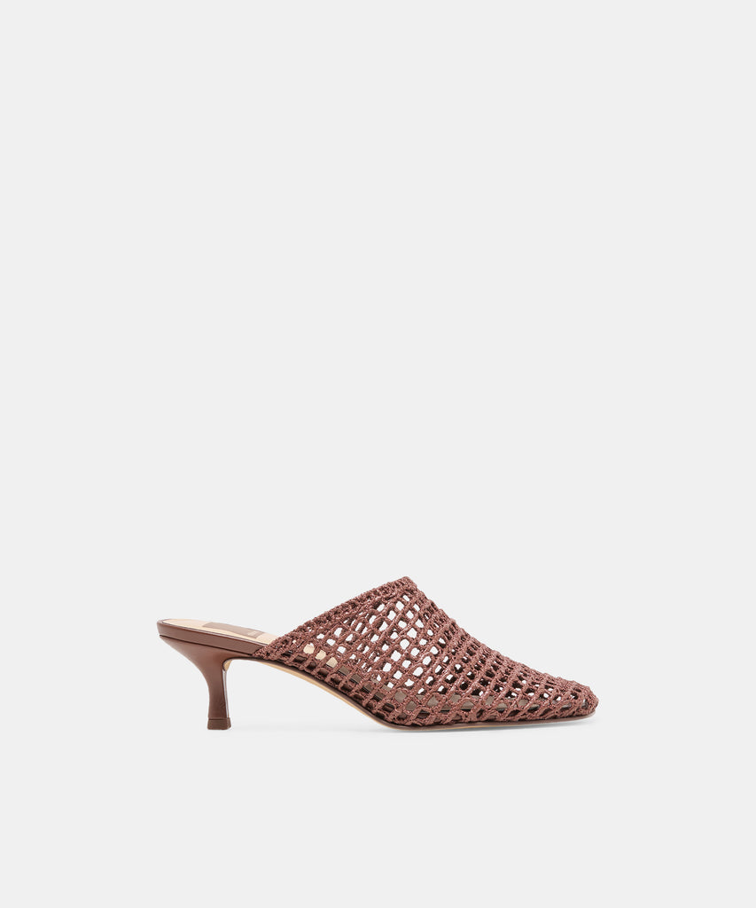 POZEY Dk Saddle Raffia Kitten-Heel Mules | Dolce Vita