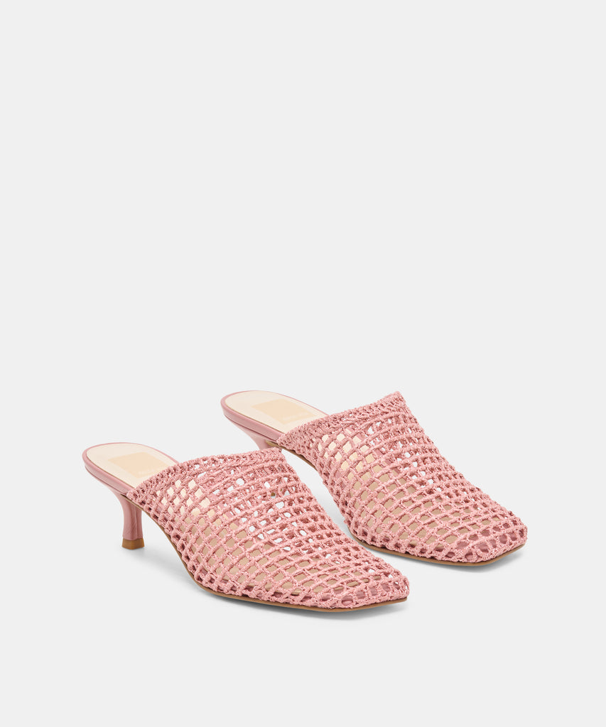 POZEY MULES PINK RAFFIA