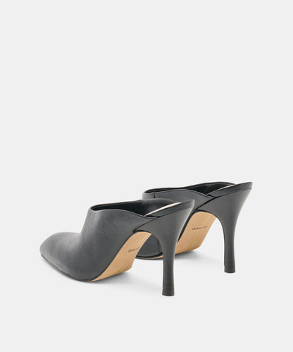 PRYZE MULES BLACK LEATHER