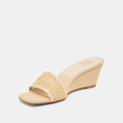 QAILY WIDE WEDGES LT NATURAL RAFFIA