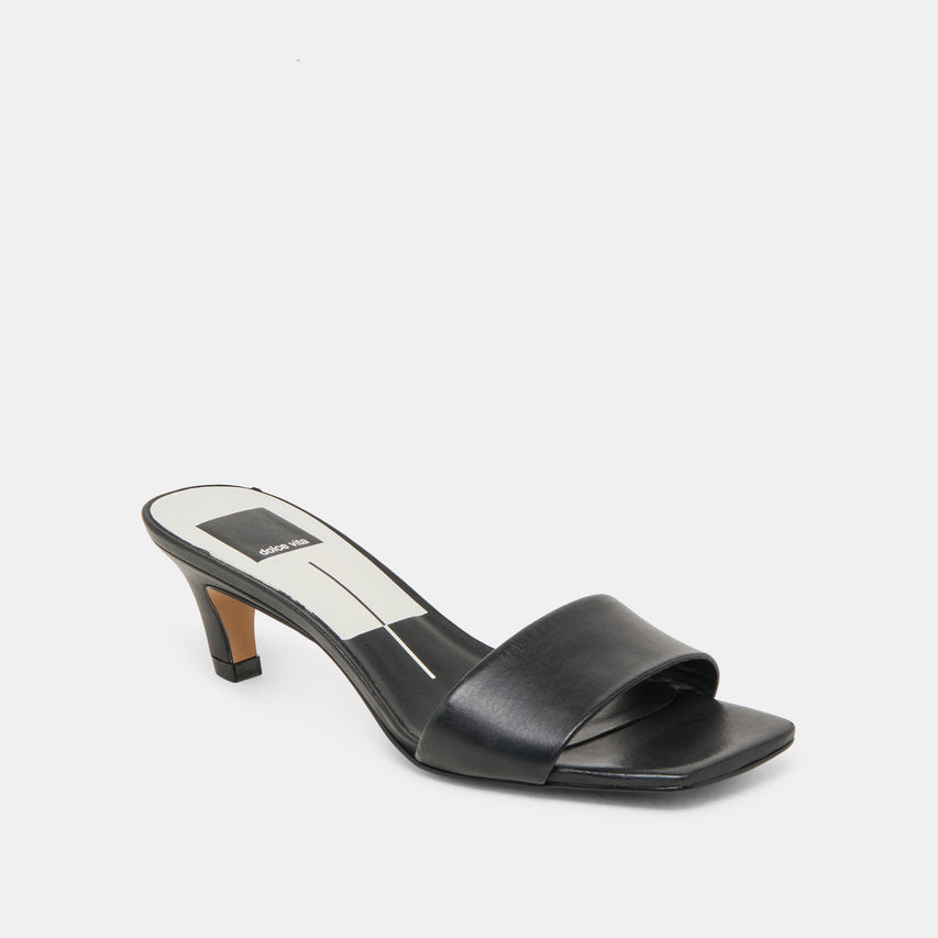 REXA WIDE HEELS BLACK LEATHER