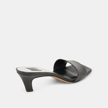 REXA WIDE HEELS BLACK LEATHER