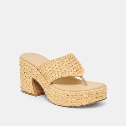 RIPPLE HEELS LT NATURAL RAFFIA