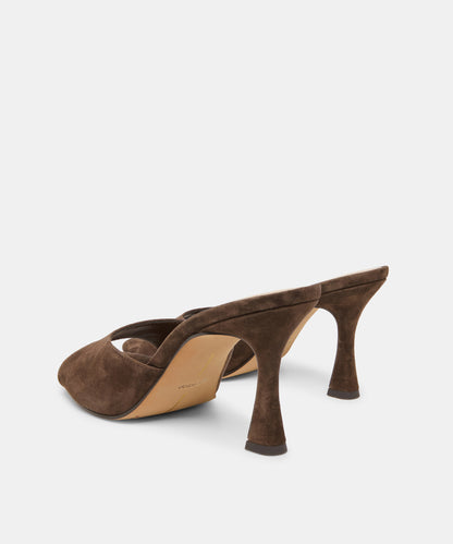 ROSHA HEELS DK BROWN SUEDE