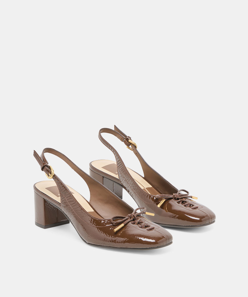 SAYLEE HEELS WALNUT CRINKLE PATENT