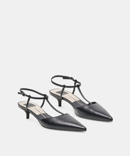 TORENA HEELS BLACK LEATHER