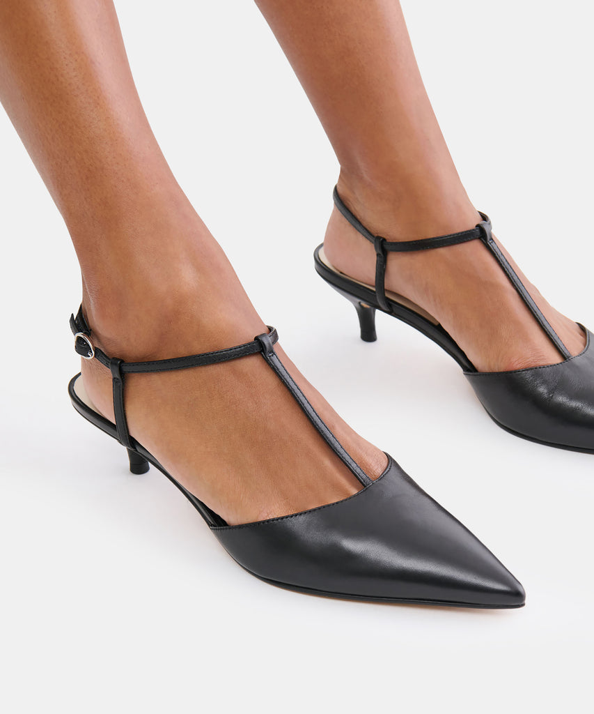 TORENA HEELS BLACK LEATHER
