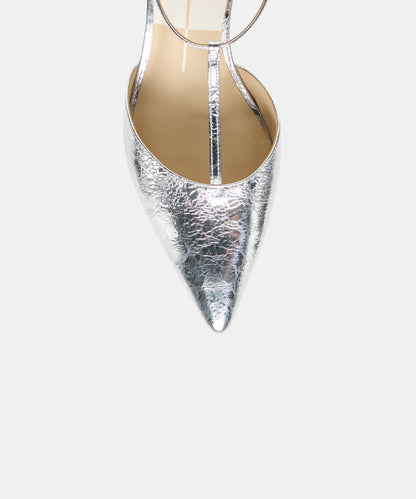 TORENA HEELS SILVER DISTRESSED LEATHER