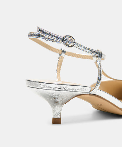 TORENA HEELS SILVER DISTRESSED LEATHER