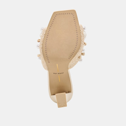 TYLAH HEELS OATMEAL BEADED RAFFIA