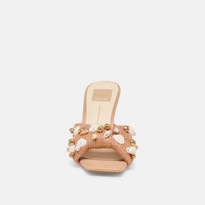 TYLAH HEELS TOFFEE BEADED RAFFIA