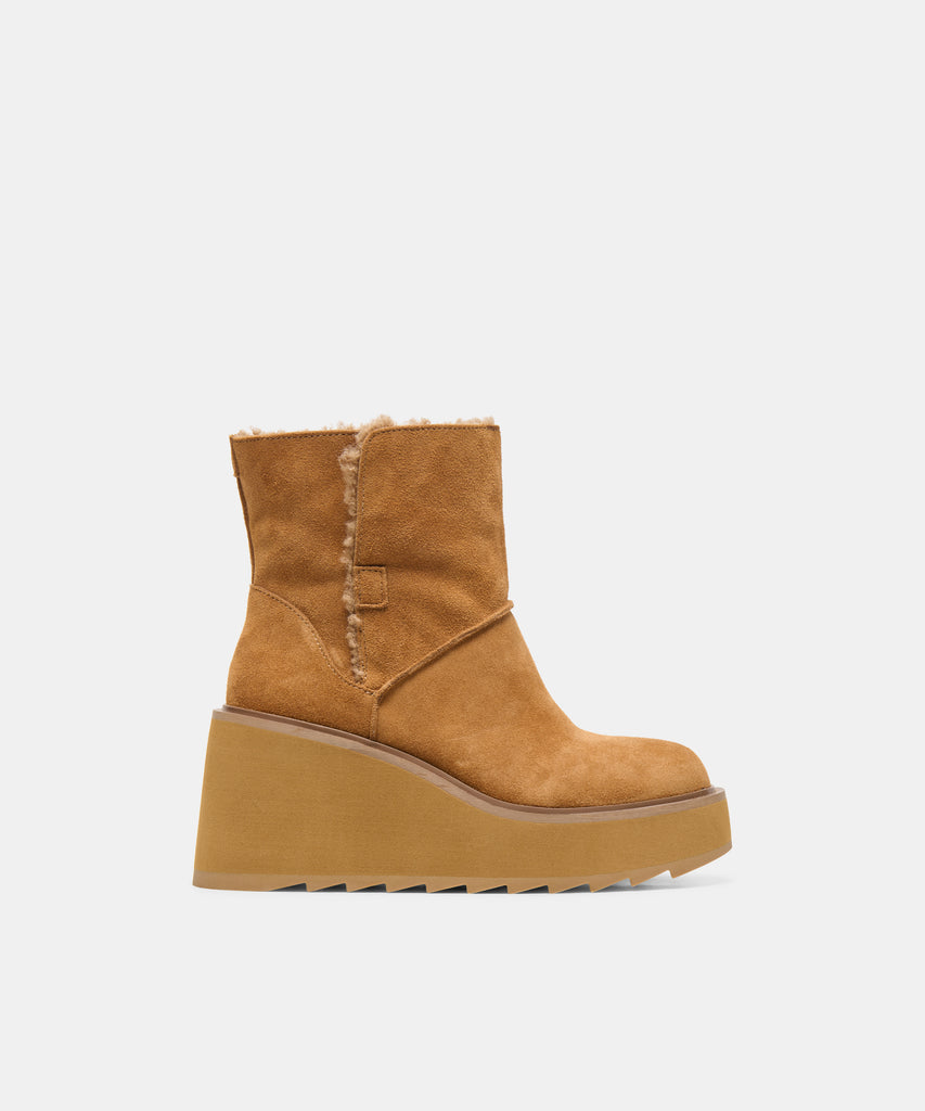 VIGGO Chesnut Suede Plush Platform Ankle Boots | Dolce Vita