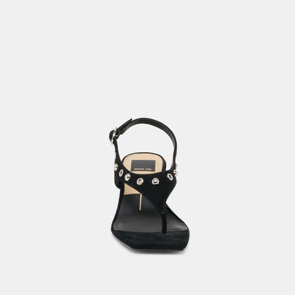 YVES STUD HEELS ONYX SUEDE