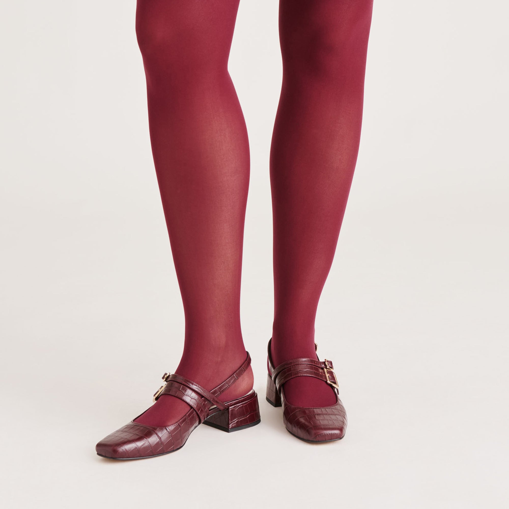 2 PACK SOLID TIGHTS CHERRY BLACK - view 2