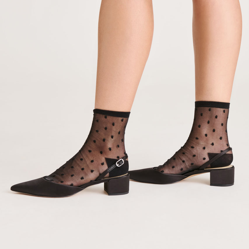 SHEER POLKA DOT ANKLET SOCKS BLACK