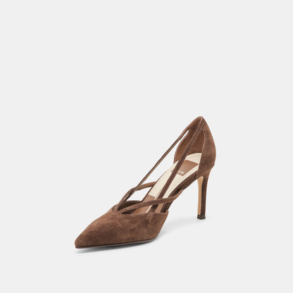 KAINE HEELS DK BROWN SUEDE