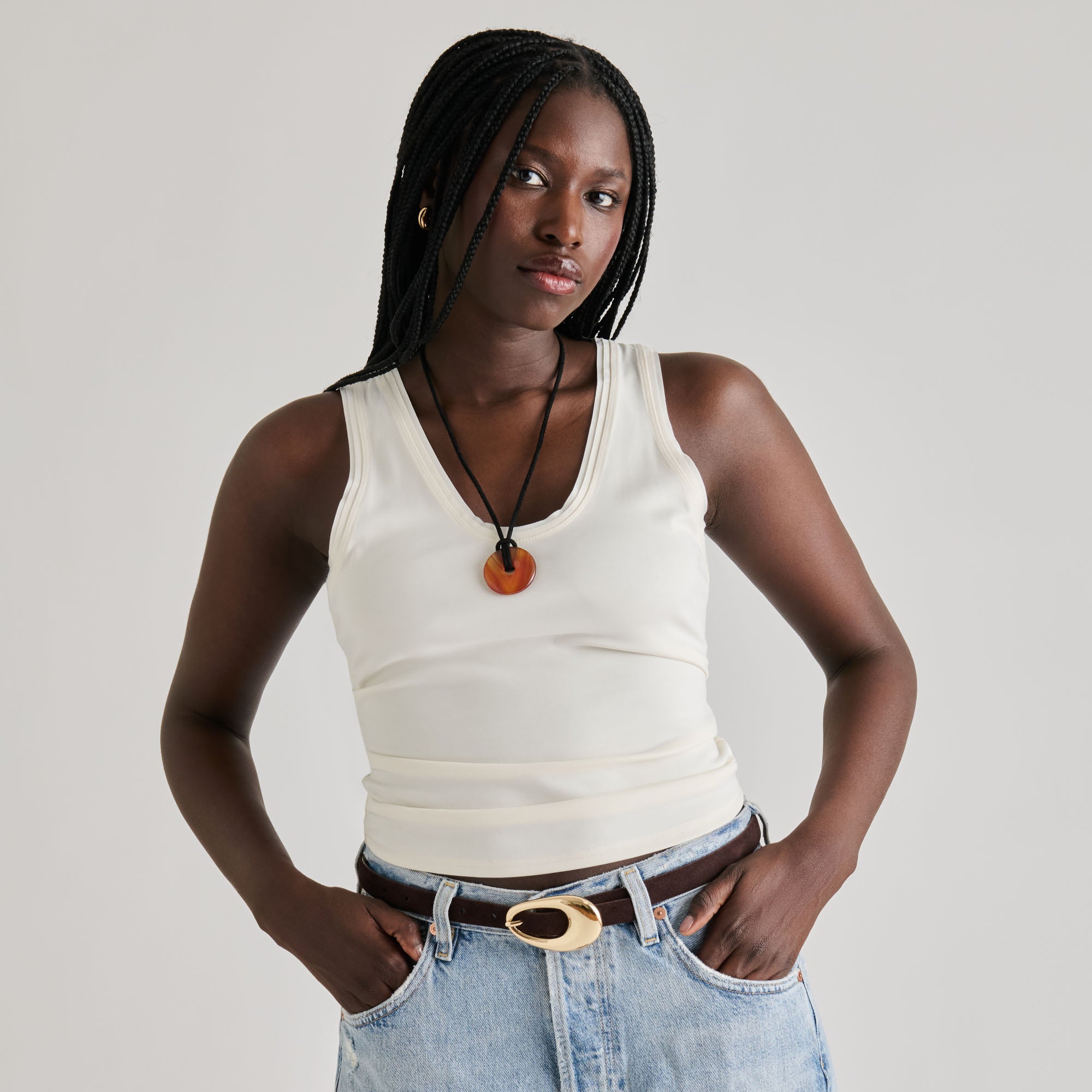 ORGANIC OVAL BUCKLE BELT MAHOGANY GOLD - view 7