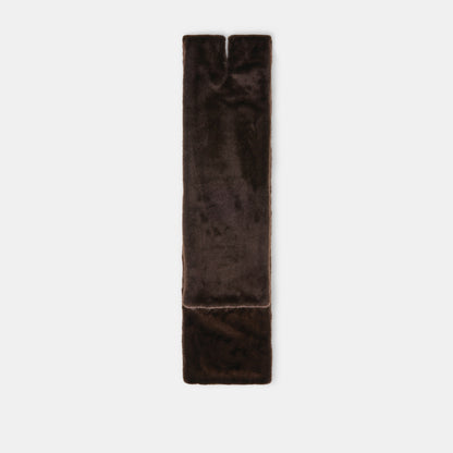 FAUX FUR SCARF DARK BROWN