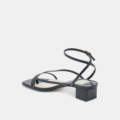 KARLOS WIDE SANDALS BLACK LEATHER